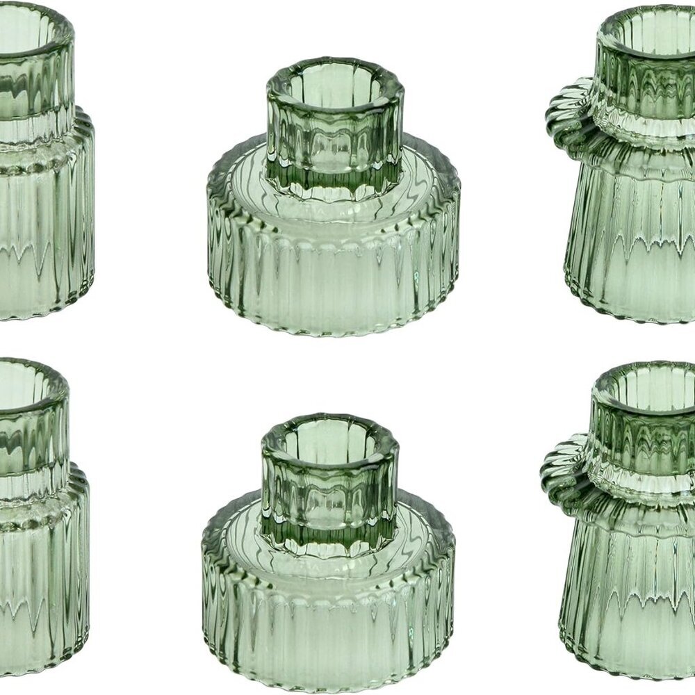 Taper Glass Candlestick Holders Tealight Candle Holders for Table Centerpieces,